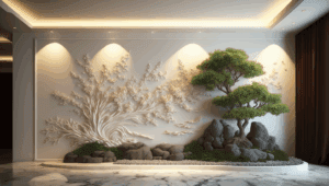 гипсовый декор и растения